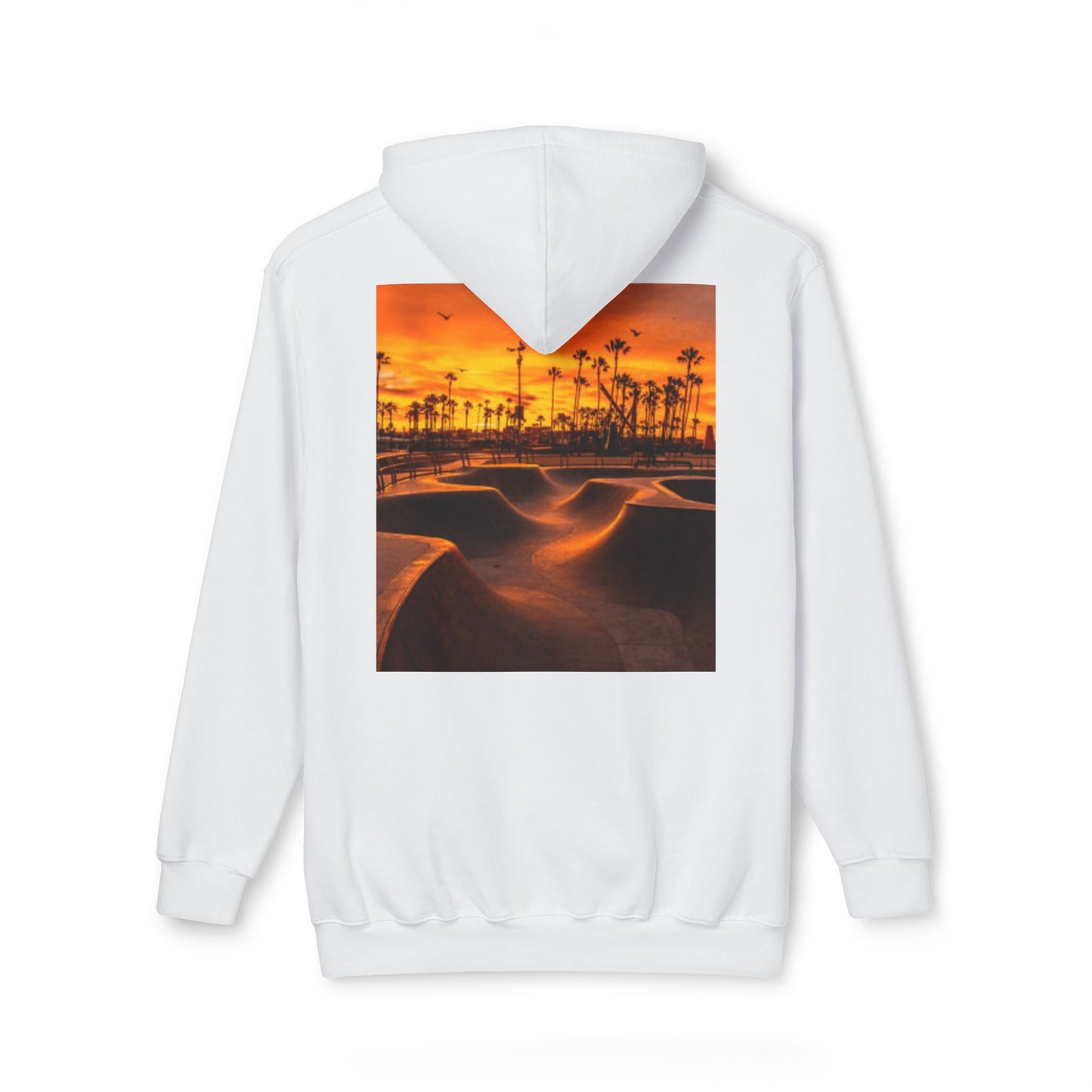 Unisex Hooded Sweatshirt with Sunset Skate Park Design - Perfect for Casual Style & Outdoor Activities