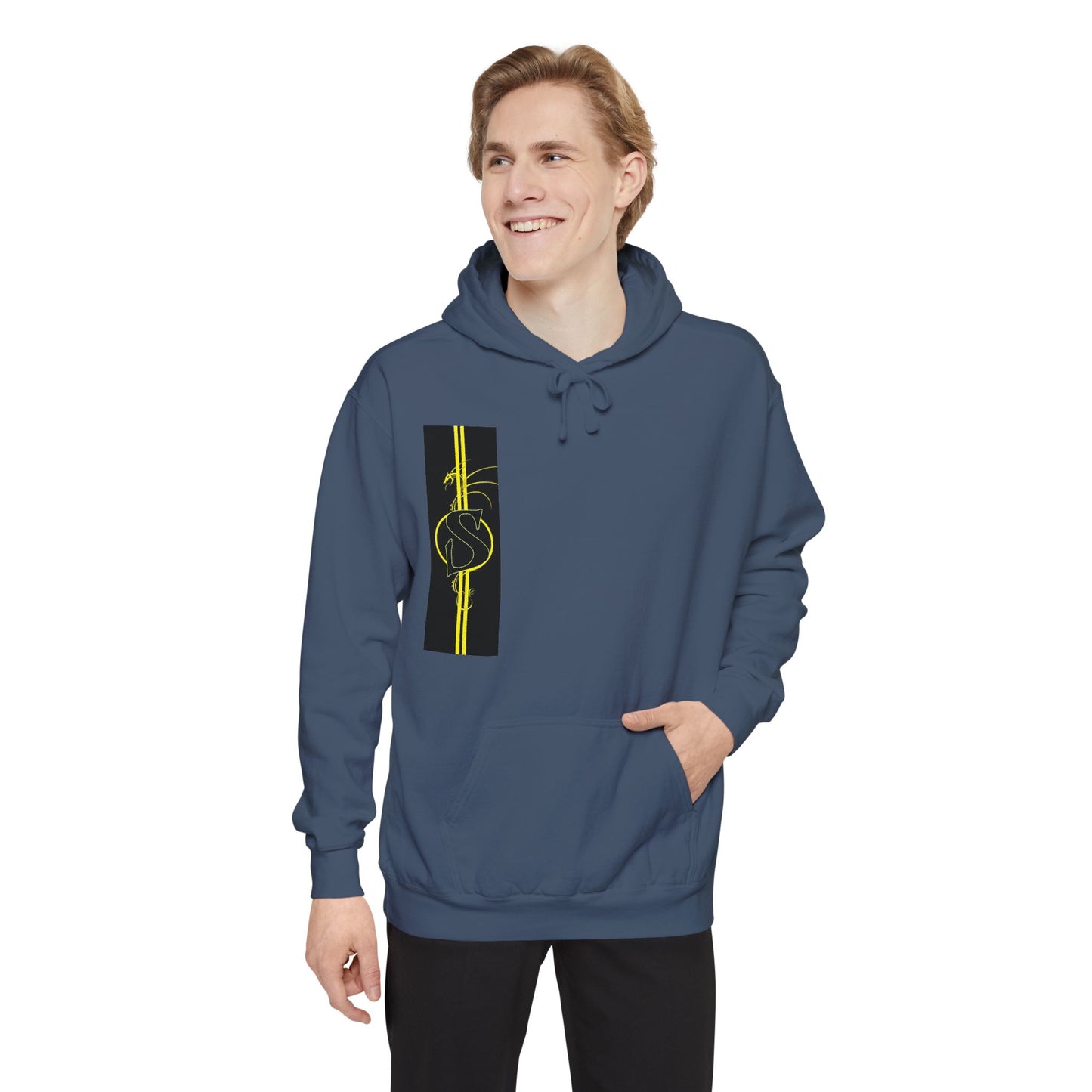 Volleyball Stripe Hoodie — Retro Yellow & Black Volleyball Design