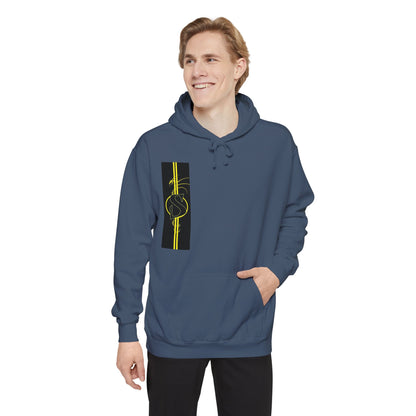 Volleyball Stripe Hoodie — Retro Yellow & Black Volleyball Design