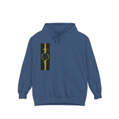 Volleyball Stripe Hoodie — Retro Yellow & Black Volleyball Design