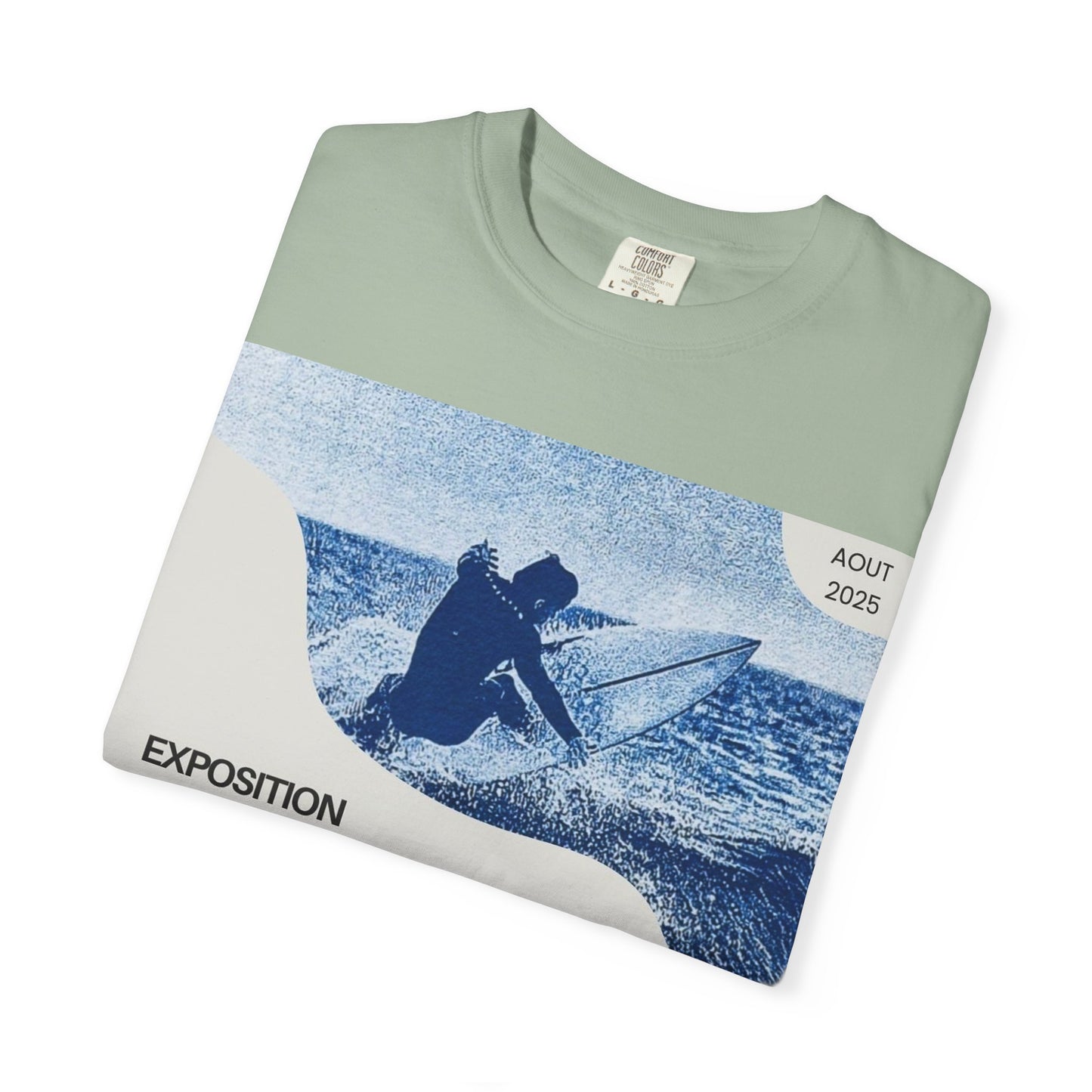 Bleu Sauvage Surf Poster T-Shirt — Vintage French Surfing Graphic Tee