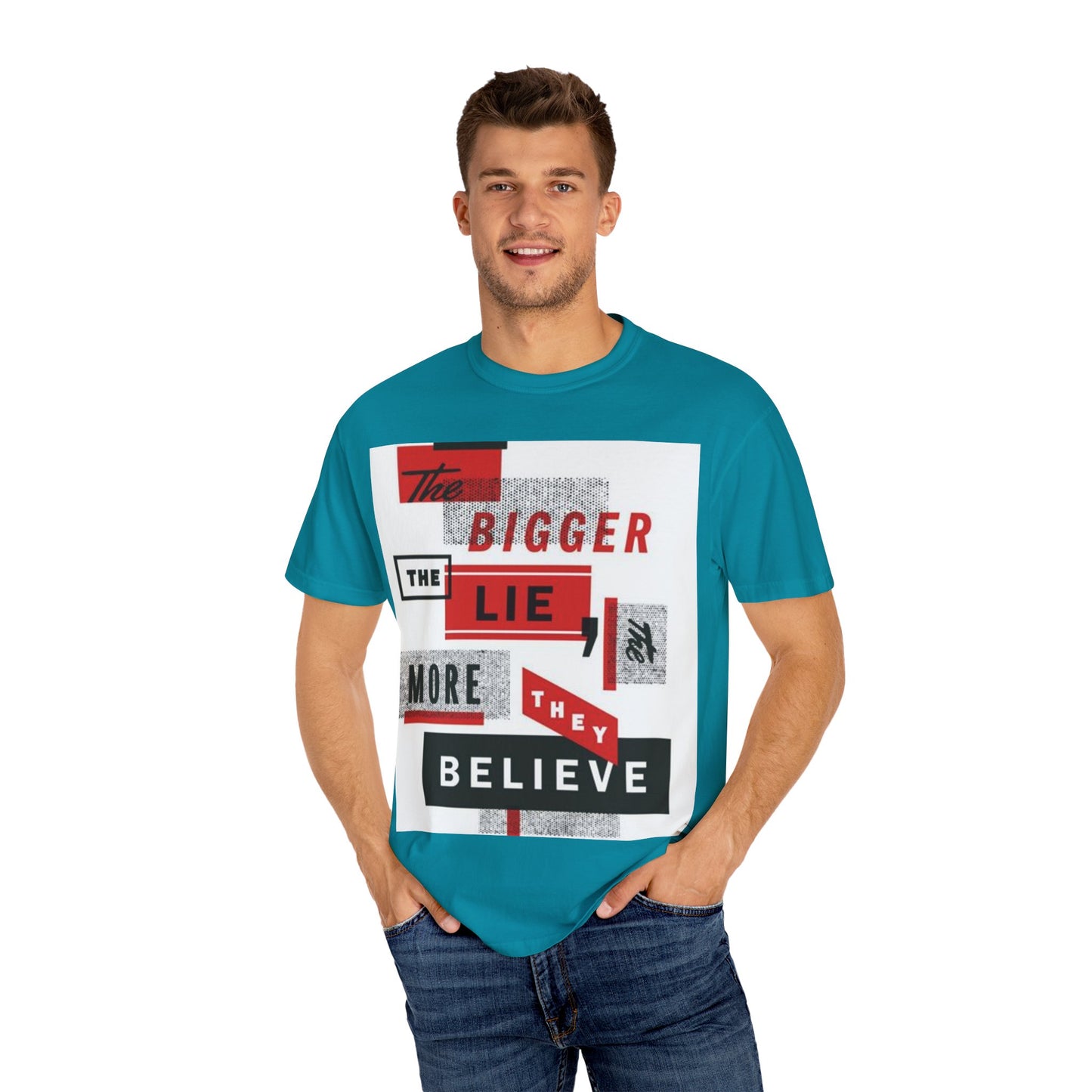 Bigger Lie Graphic Tee, Unisex T-shirt for Bold Statements, Casual Outfits, Gift for Friends, Streetwear Style, Everyday Comfort