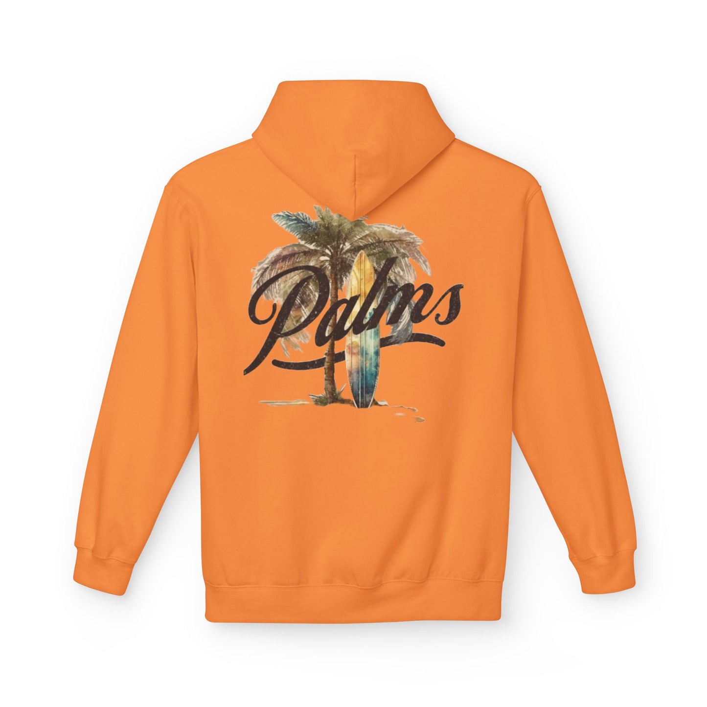 Cozy Beach Vibes Hoodie - Palm Tree & Surf Design
