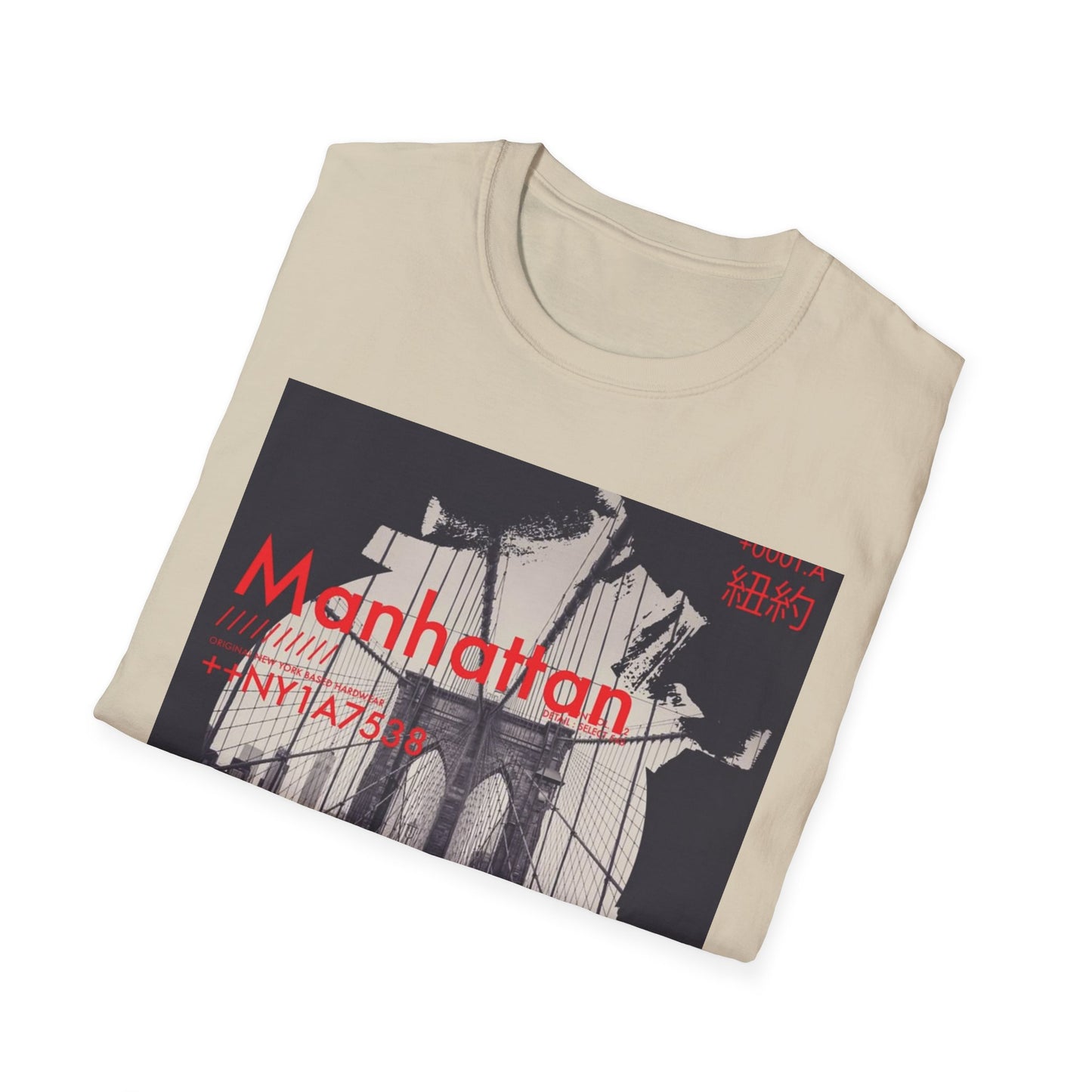 Manhattan Unisex Softstyle T-Shirt, NYC Art Tee, Graphic T-Shirt, Casual Wear, Gift for City Lovers, Travel Enthusiast