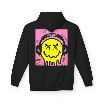 Retro Graffiti Hoodie – Unisex Midweight Fleece with Vibrant Yellow Design