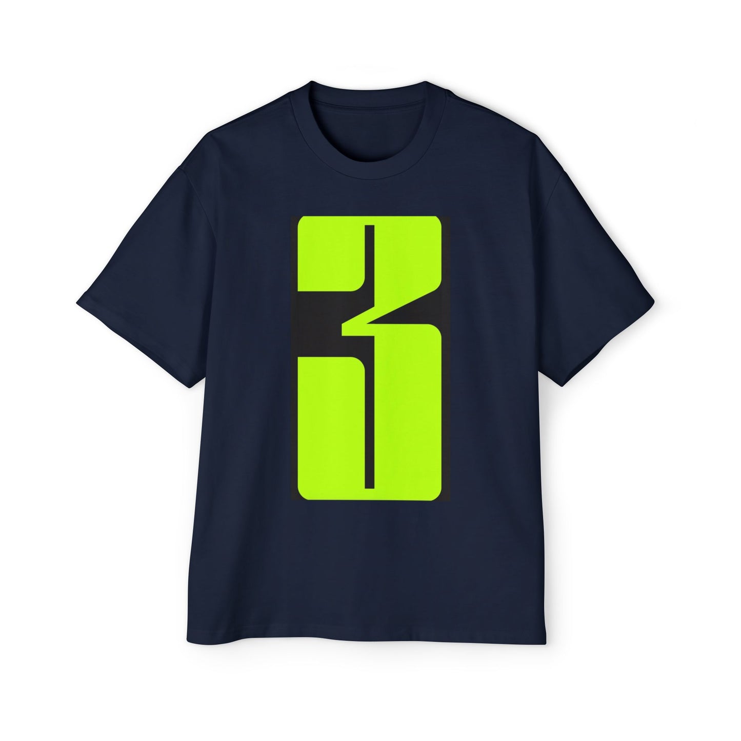 Oversized Tee — Neon Abstract '3' Graphic