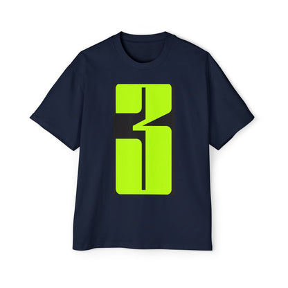 Oversized Tee — Neon Abstract '3' Graphic