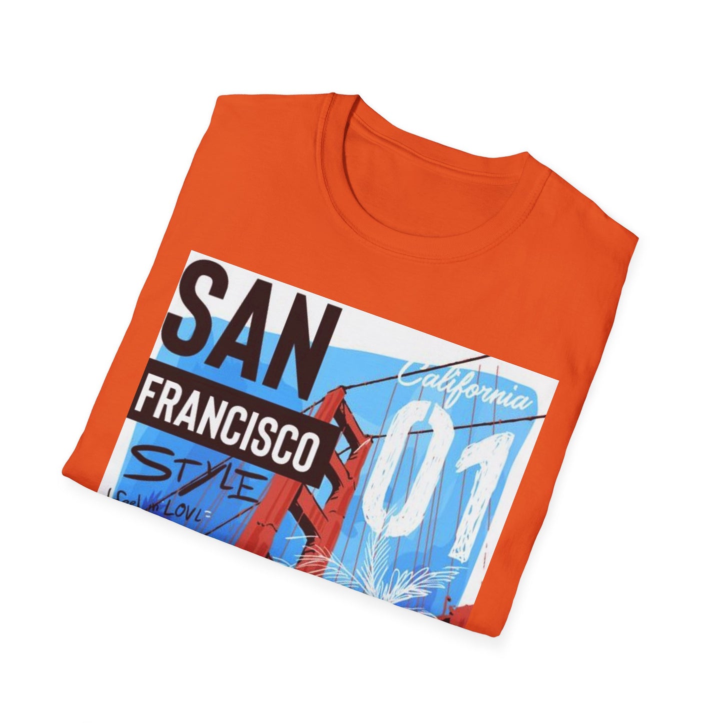 San Francisco Graphic Unisex Softstyle T-Shirt - California Vibe, Perfect for Beach Lovers