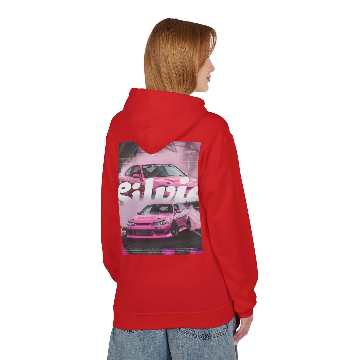 Unisex Fleece Hoodie with Pink Silvia Design - Stylish and Comfortable Streetwear