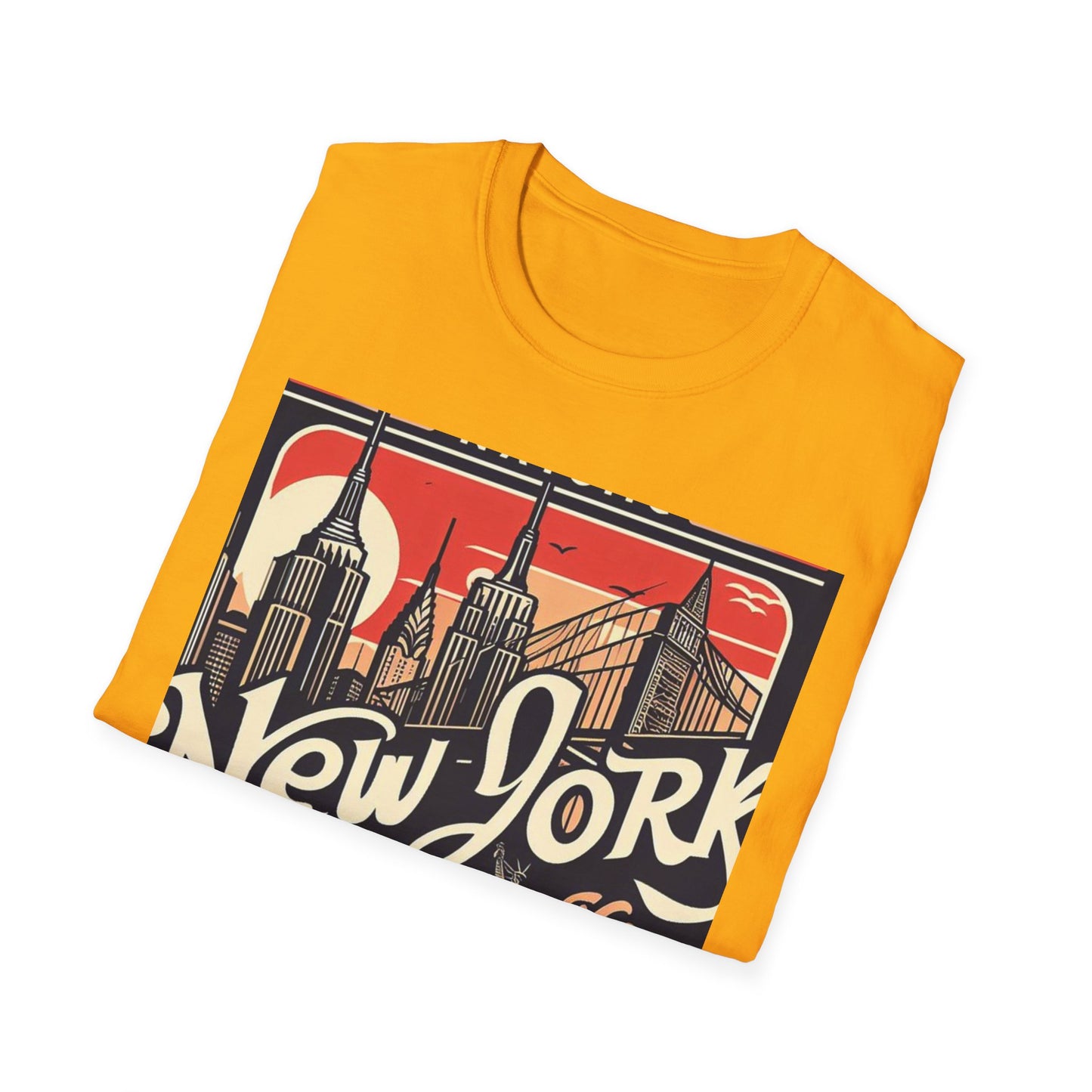NYC Vintage T-Shirt, Unisex Softstyle Tee, New York City Shirt, Travel Souvenir Gift, Casual Wear for Tourists
