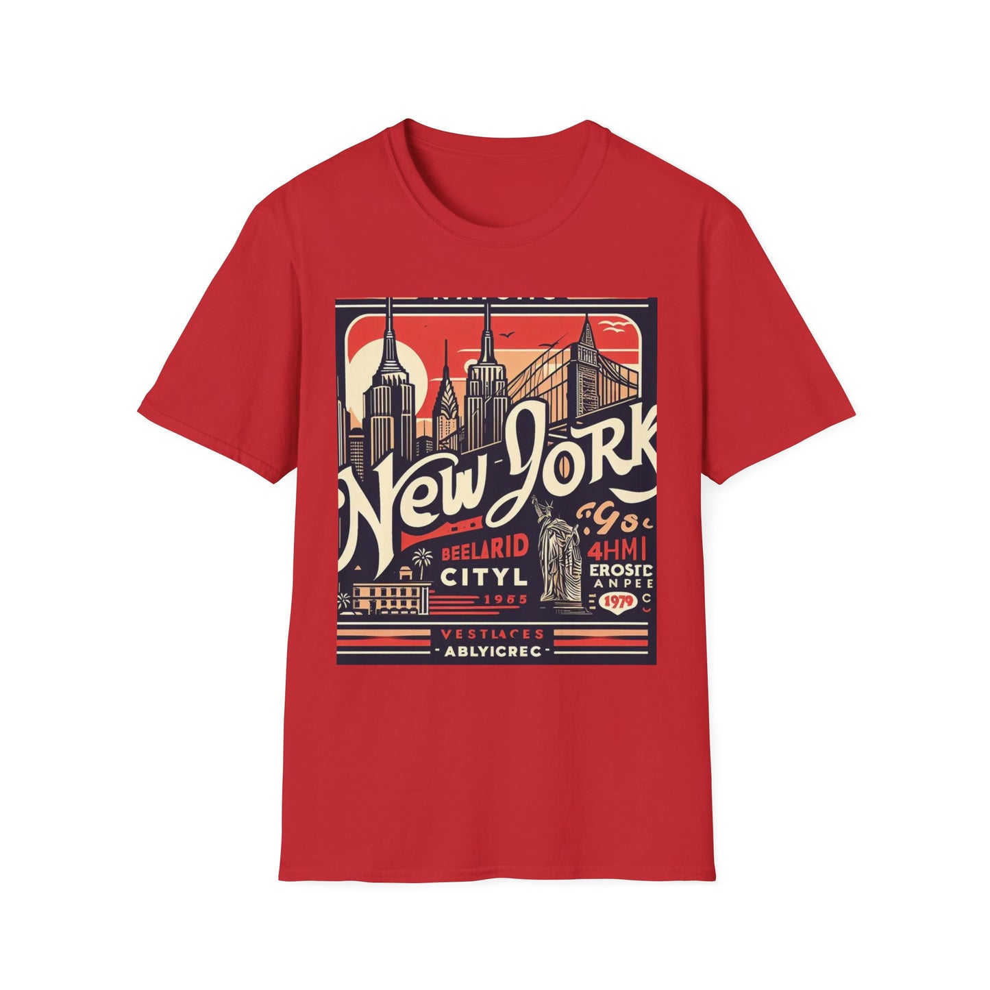 NYC Vintage T-Shirt, Unisex Softstyle Tee, New York City Shirt, Travel Souvenir Gift, Casual Wear for Tourists