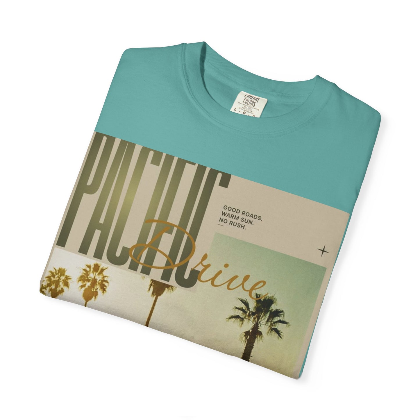Pacific Drive Vintage Beach T-Shirt – Sunset Palm Coastal Graphic Tee