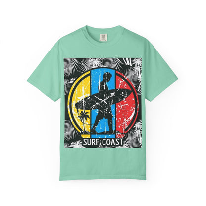 Surf Coast Unisex Garment-Dyed T-shirt - Retro Beach Vibes, Summer Essential, Surfing Gift, Casual Wear, Vacation Style