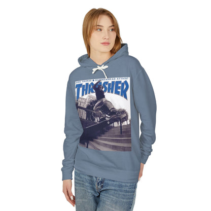 Skateboarder Graphic Hoodie, Unisex Sweatshirt, Thrasher Inspired Apparel, Casual Wear, Gift for Skaters