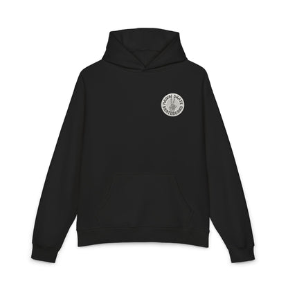 Hoodie — Stacked BMW Parts Streetwear Graphic (Front Logo, Back Car Bumper & Wheels)
