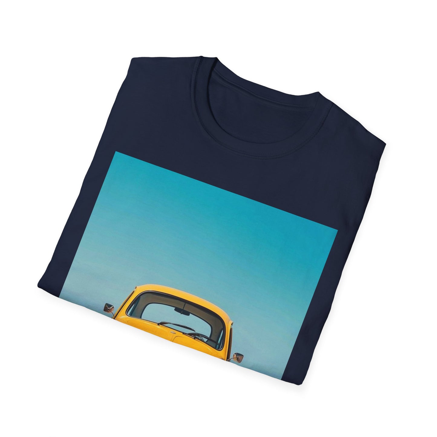 Vintage Yellow Car Unisex Softstyle T-Shirt | Retro Auto Tee for Car Enthusiasts