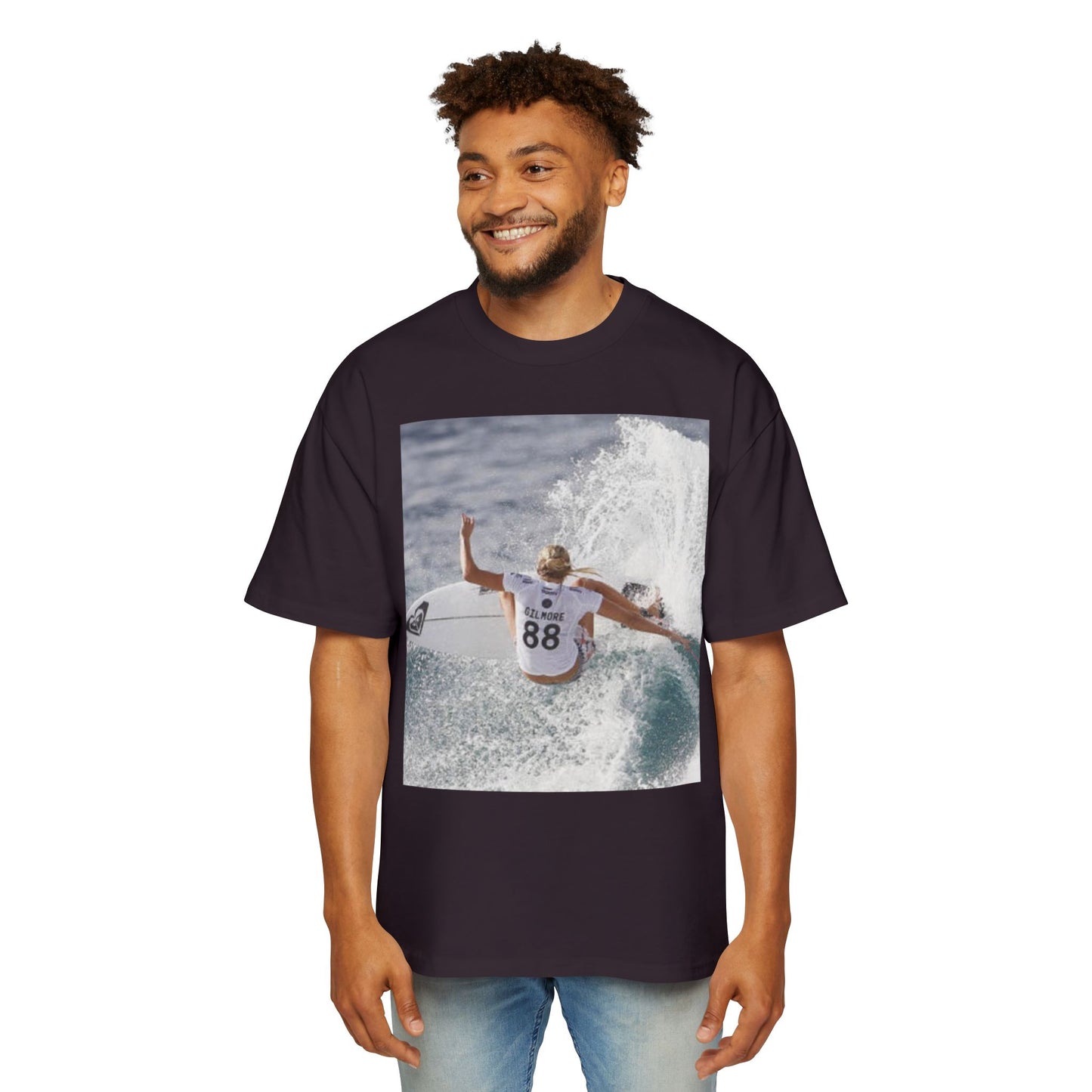 Surf Photo Oversized Tee — Wave Rider Graphic T-Shirt
