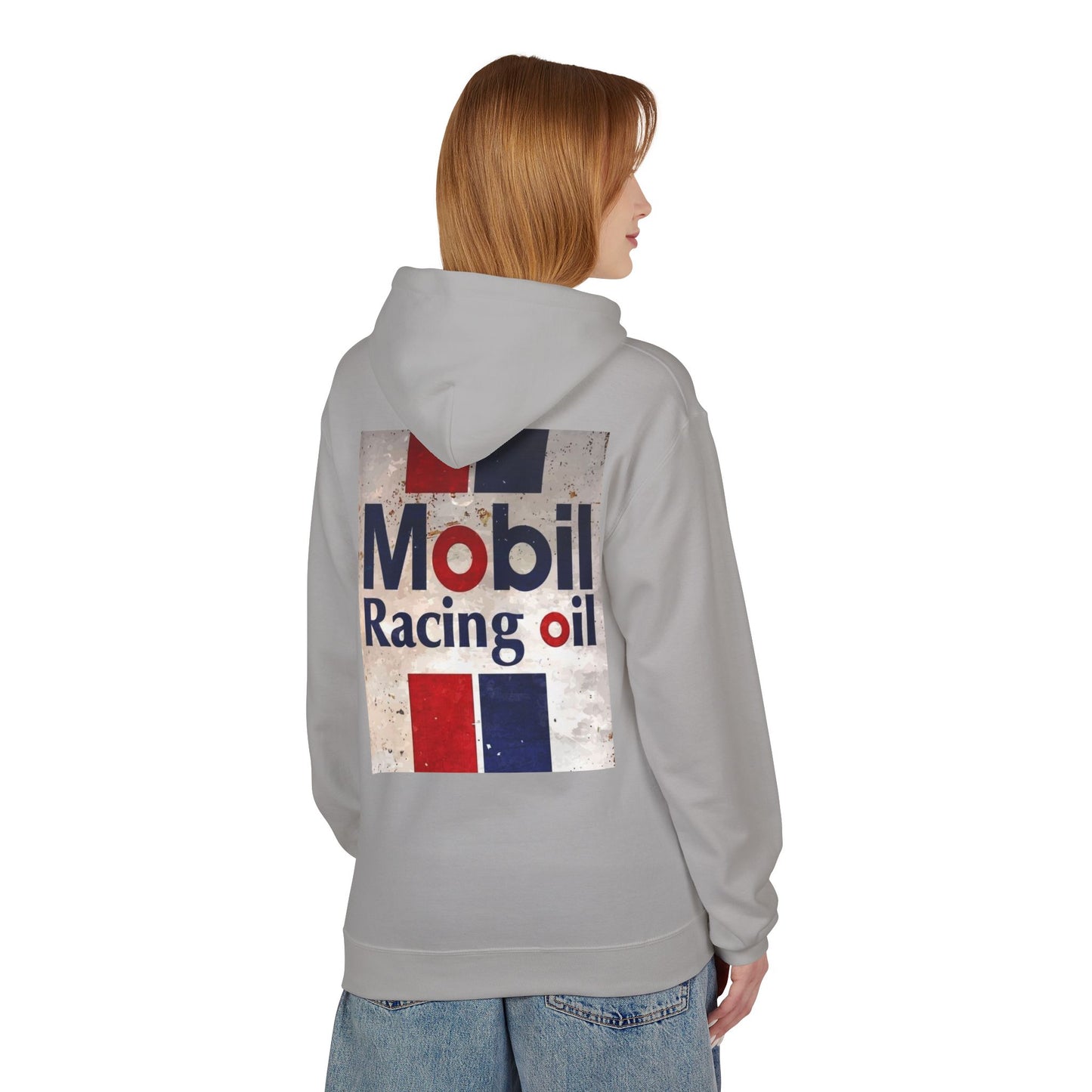 Retro Mobil Racing Oil Fleece Hoodie for Motorsport Enthusiasts