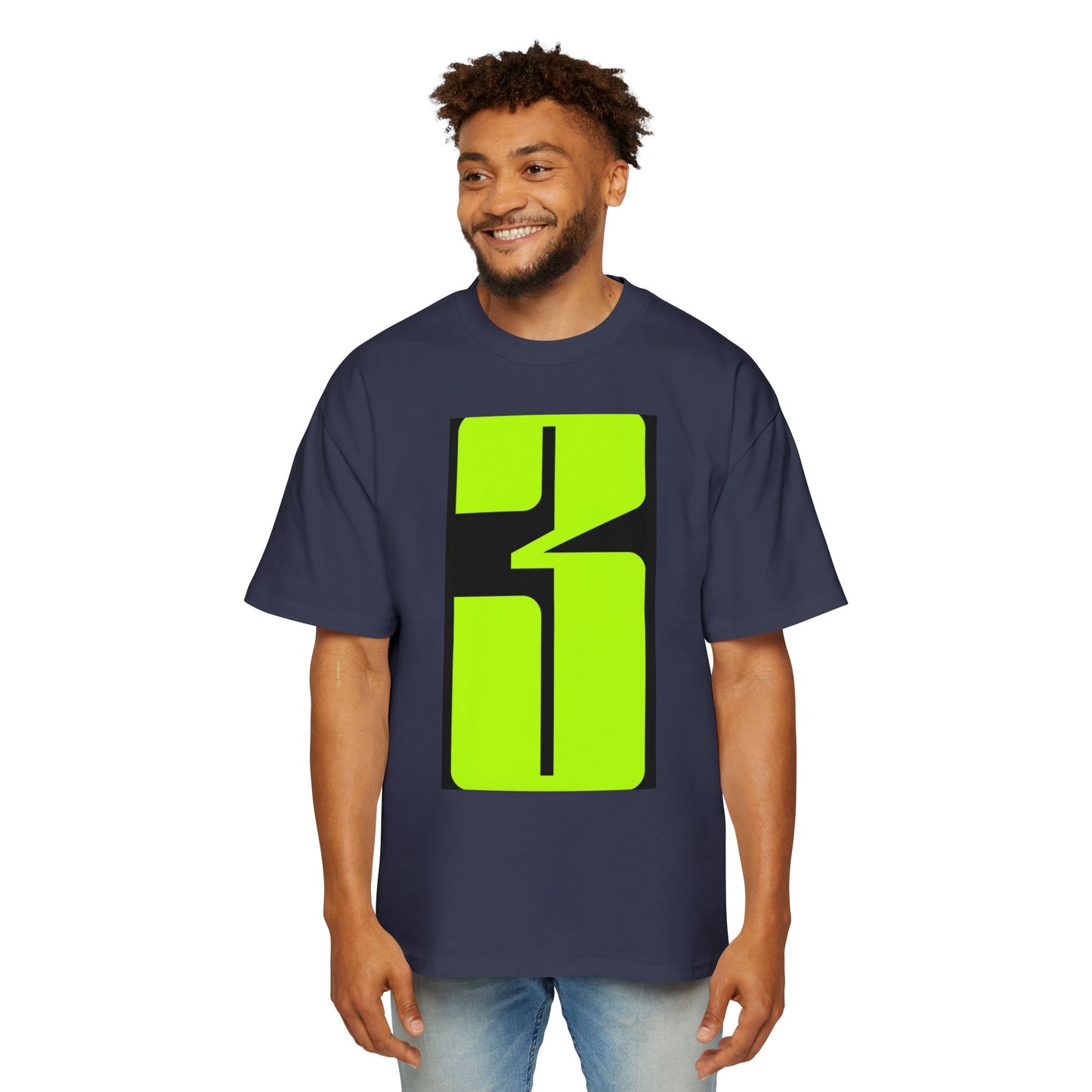 Oversized Tee — Neon Abstract '3' Graphic