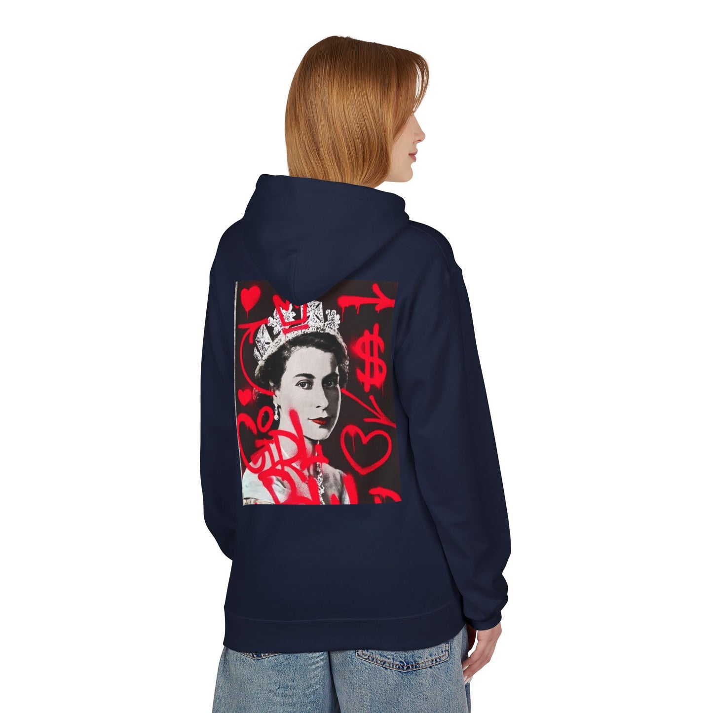 Queen Inspired Graphic Fleece Hoodie - Unisex Midweight, Cozy Apparel for Art Lovers