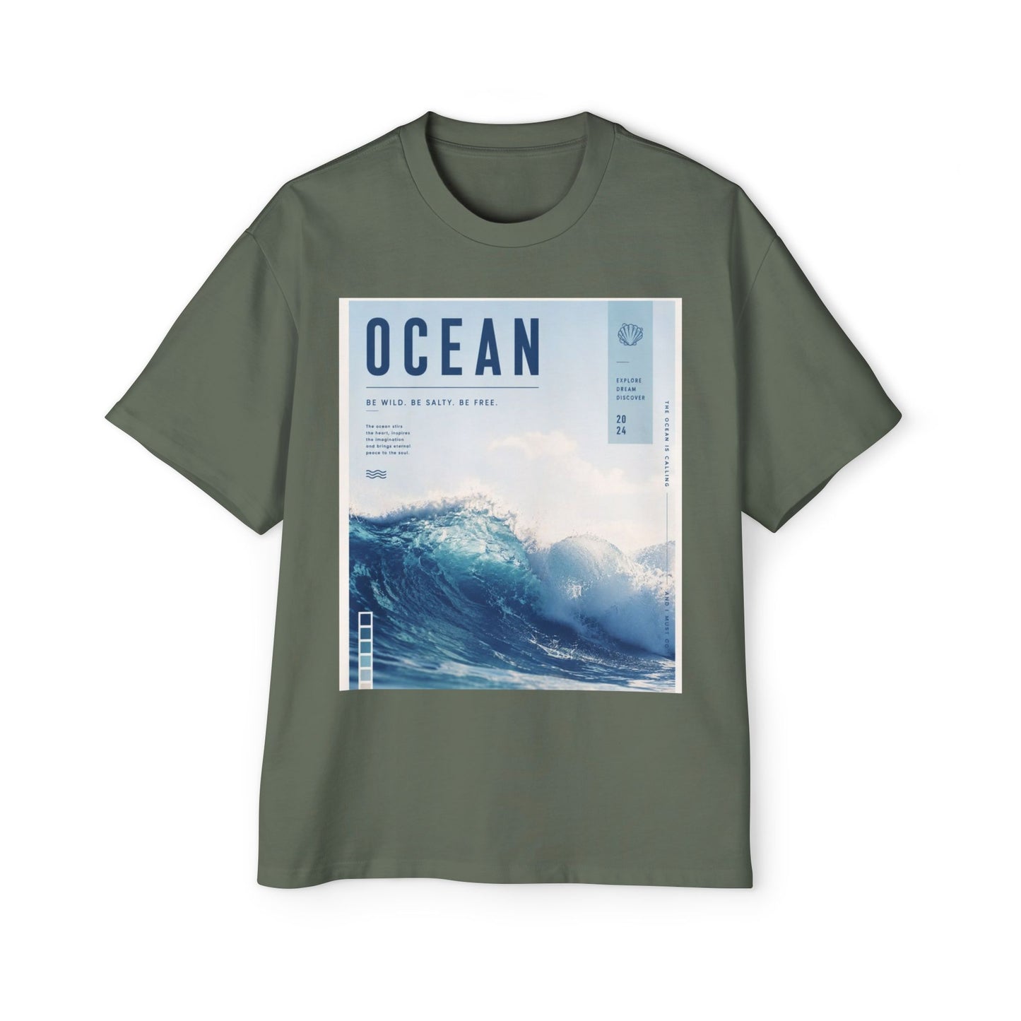 Ocean Wave Graphic Tee — "OCEAN" Coastal Photo Print T-Shirt