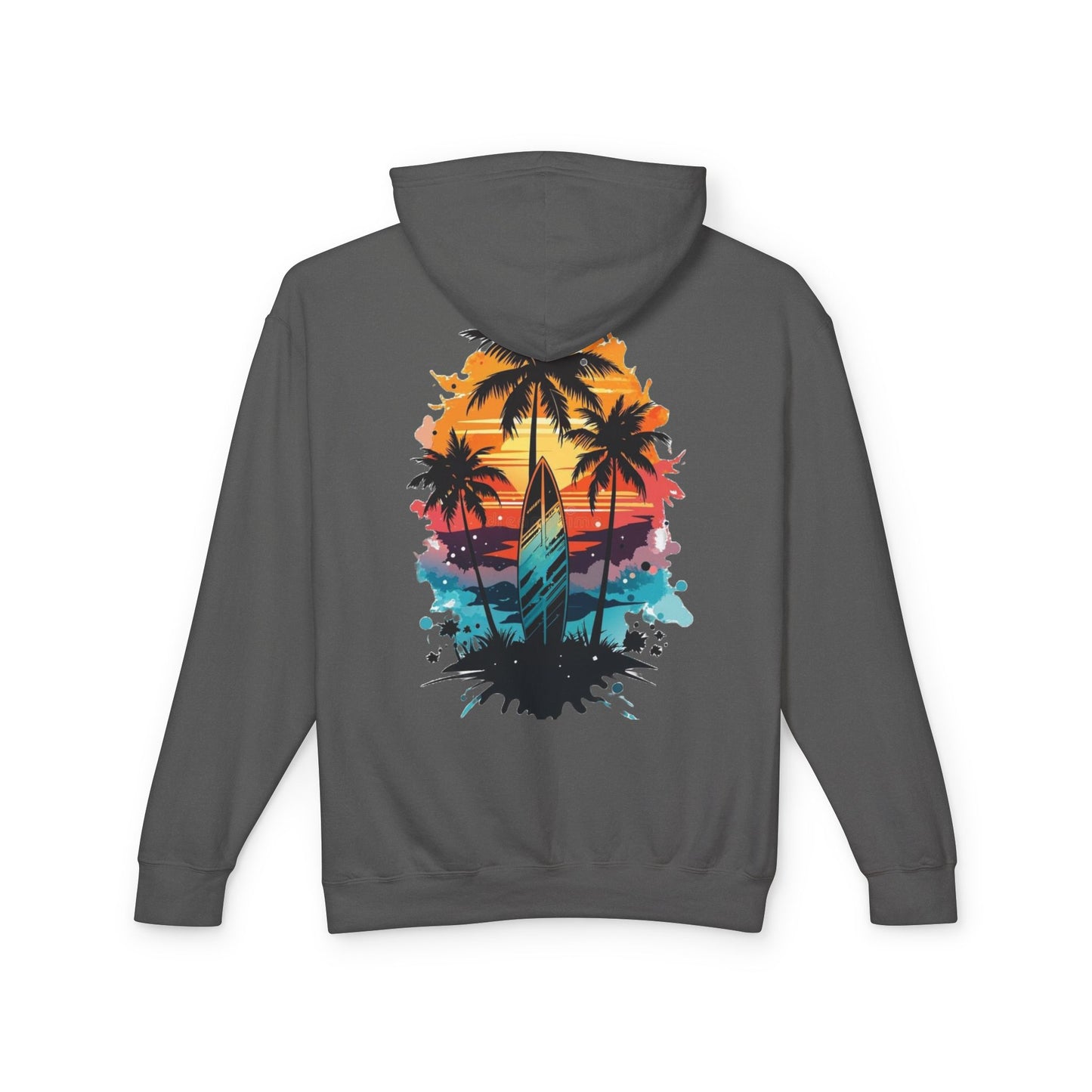 Coastal Sunset Surf Hoodie - Unisex Lightweight Hooded Sweatshirt