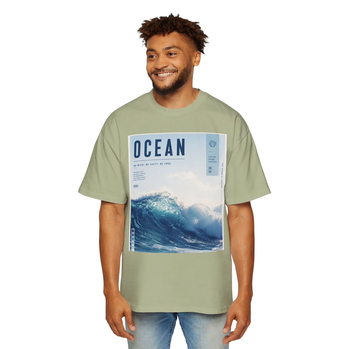 Ocean Wave Graphic Tee — "OCEAN" Coastal Photo Print T-Shirt