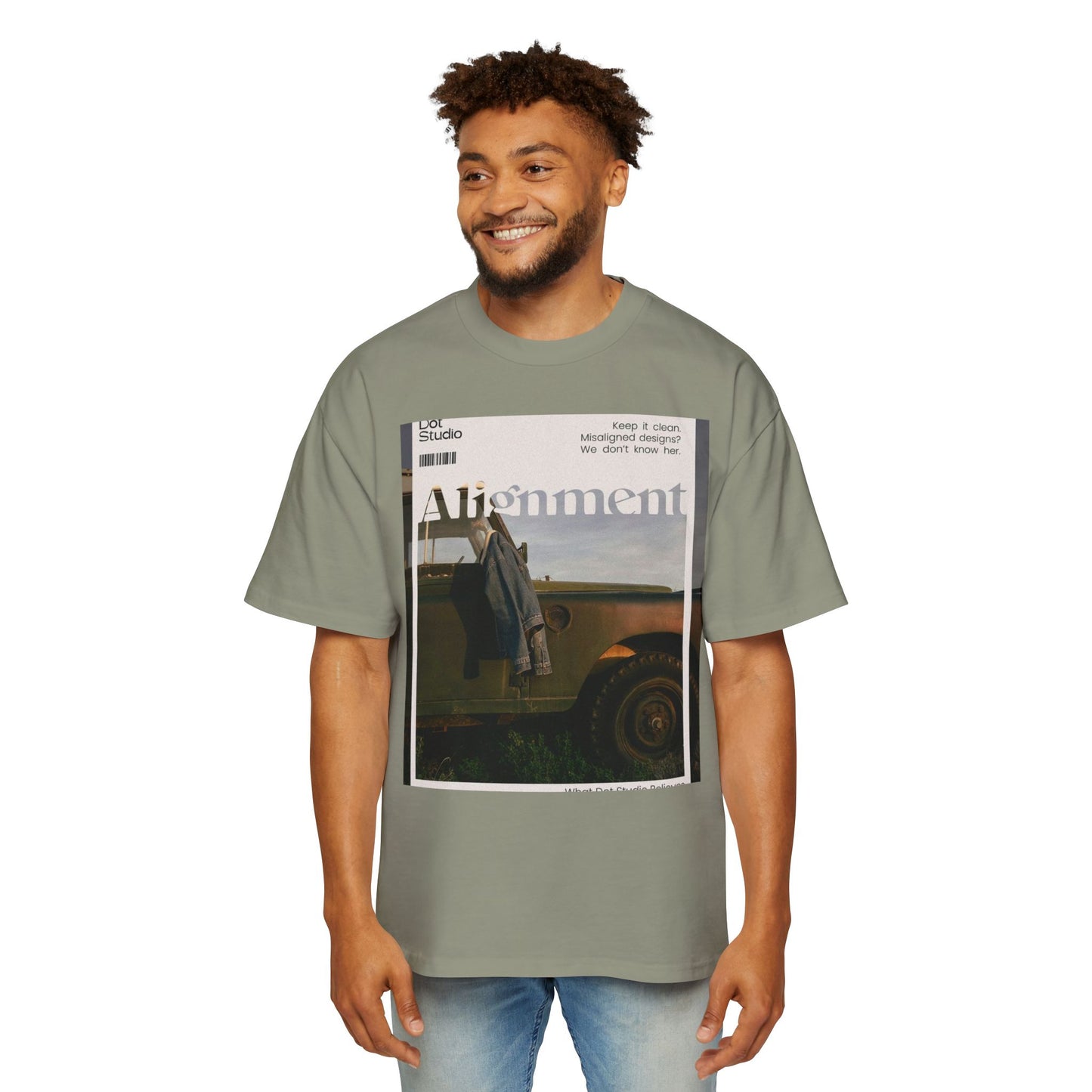 Alignment Vintage Jeep Graphic Tee – Men's Oversized Photo Print