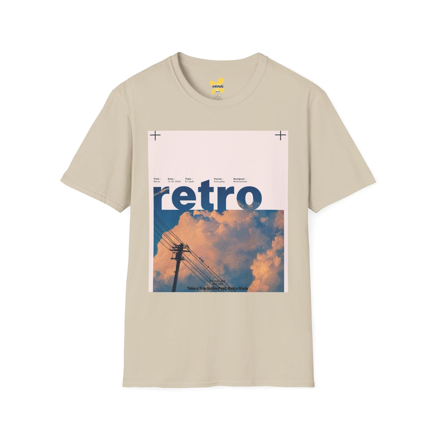 Retro Aesthetic Unisex Softstyle T-Shirt - Vintage Clouds & Texture Design