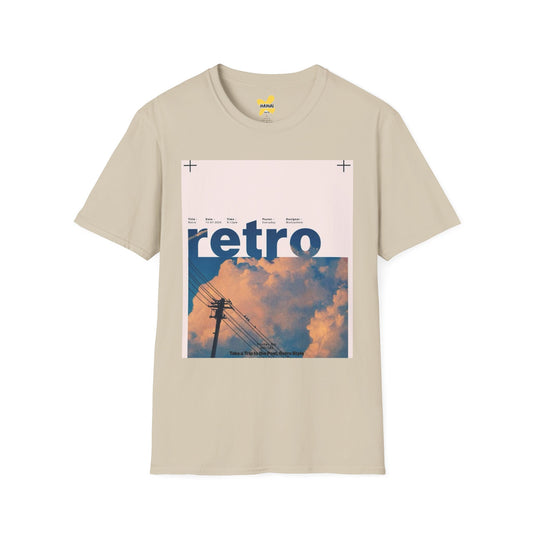 Retro Aesthetic Unisex Softstyle T-Shirt - Vintage Clouds & Texture Design