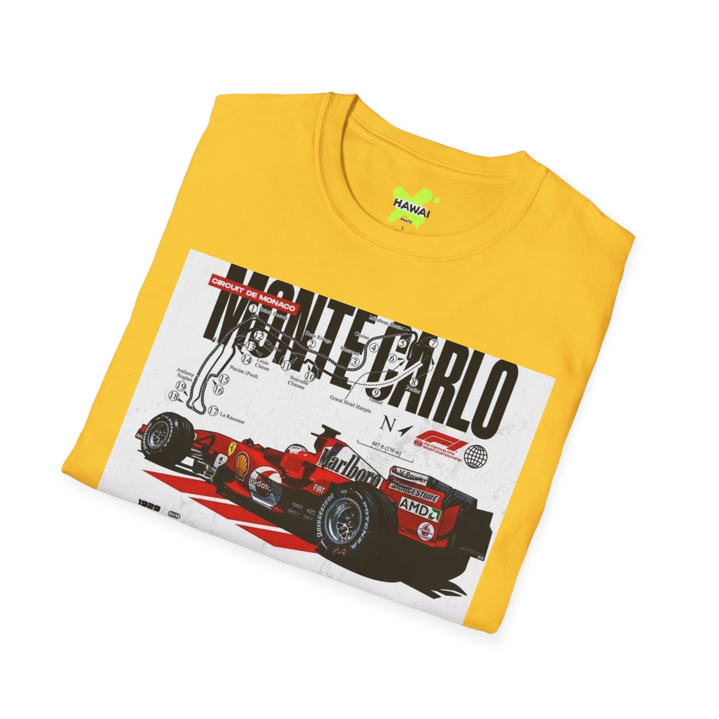 Monte Carlo Racing Graphic T-Shirt - Unisex Softstyle Tee for Car Enthusiasts