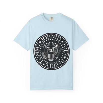 Vintage-Inspired Unisex Garment-Dyed T-Shirt with Rock Band Logo