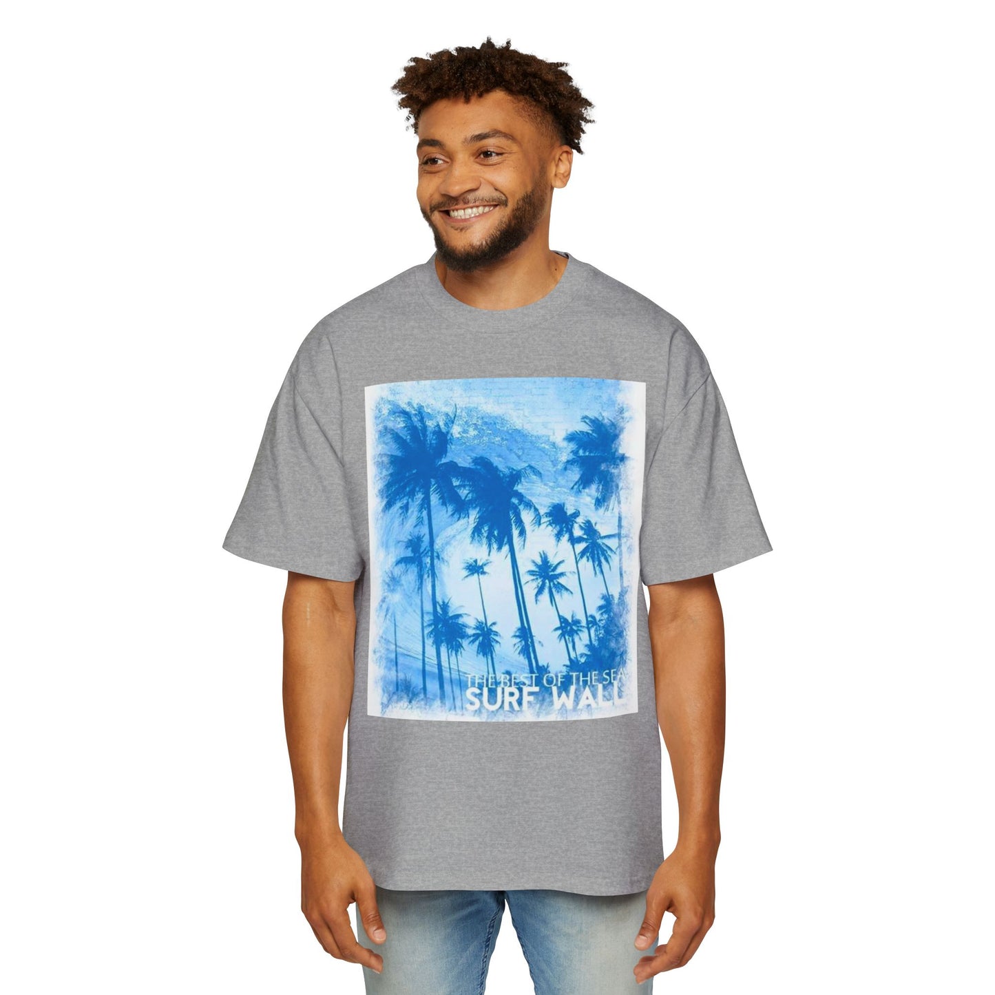 Surf Palm Tee — Blue Tropical Graphic T-Shirt