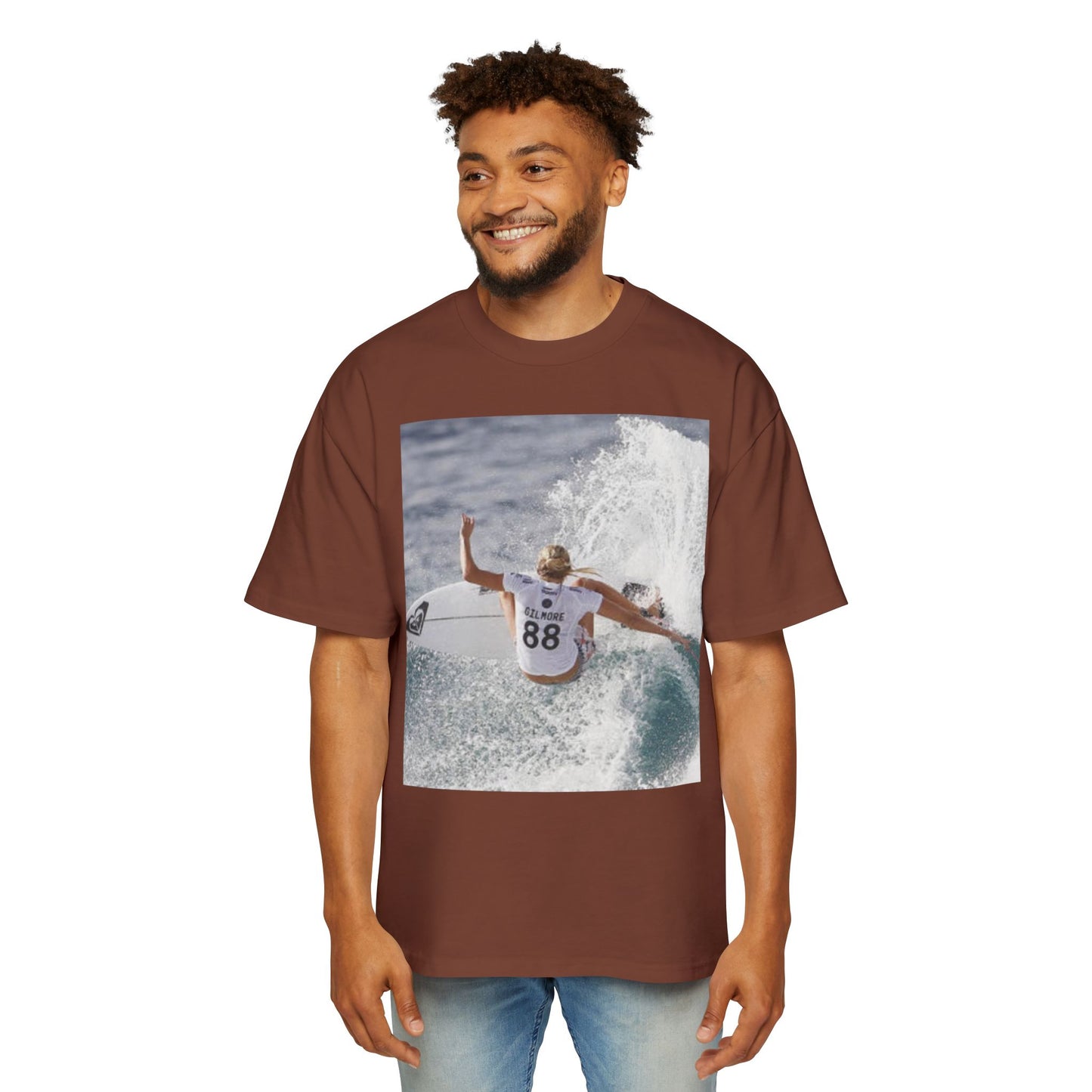 Surf Photo Oversized Tee — Wave Rider Graphic T-Shirt