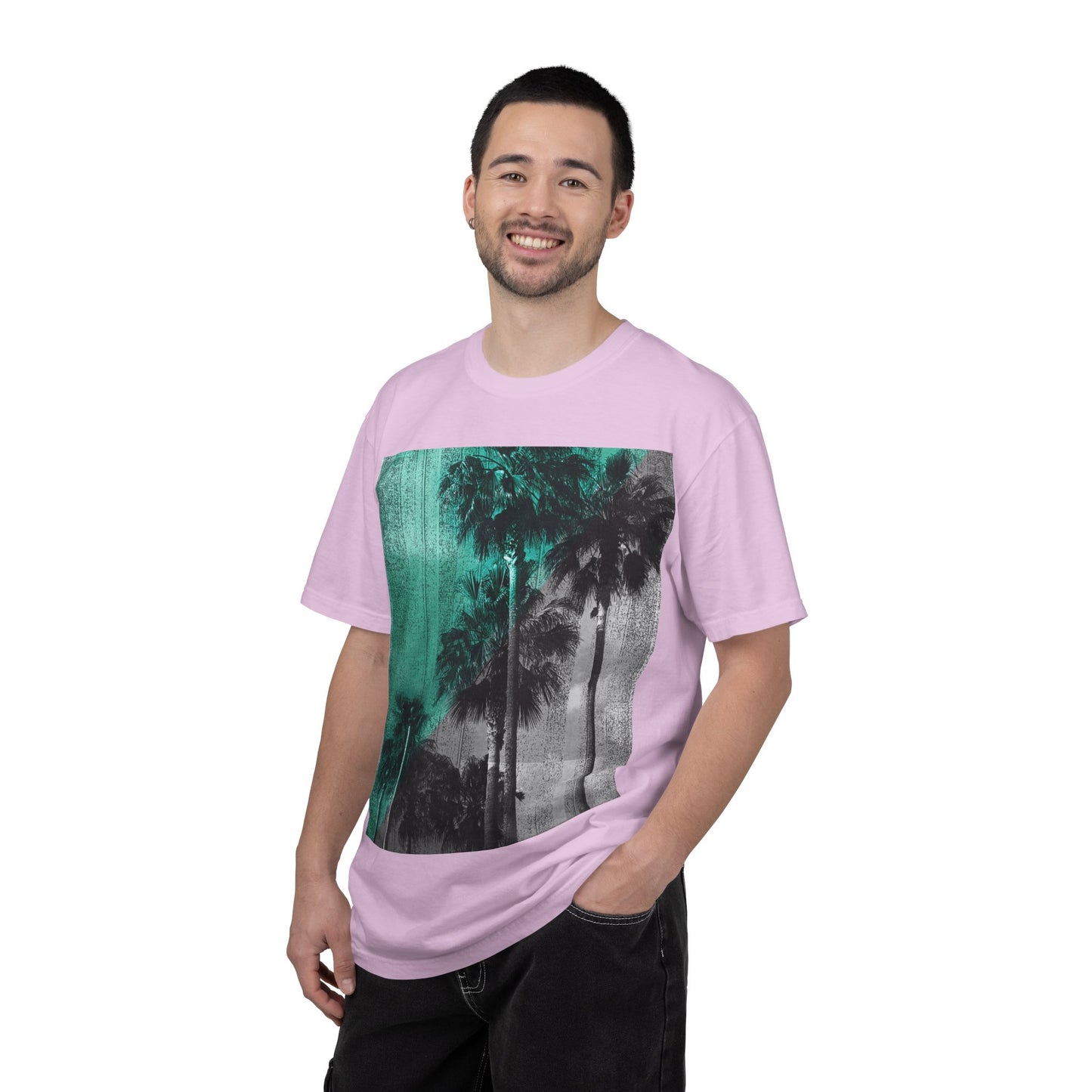Palm Trees Photo Tee — Vintage Teal Sunset T-Shirt