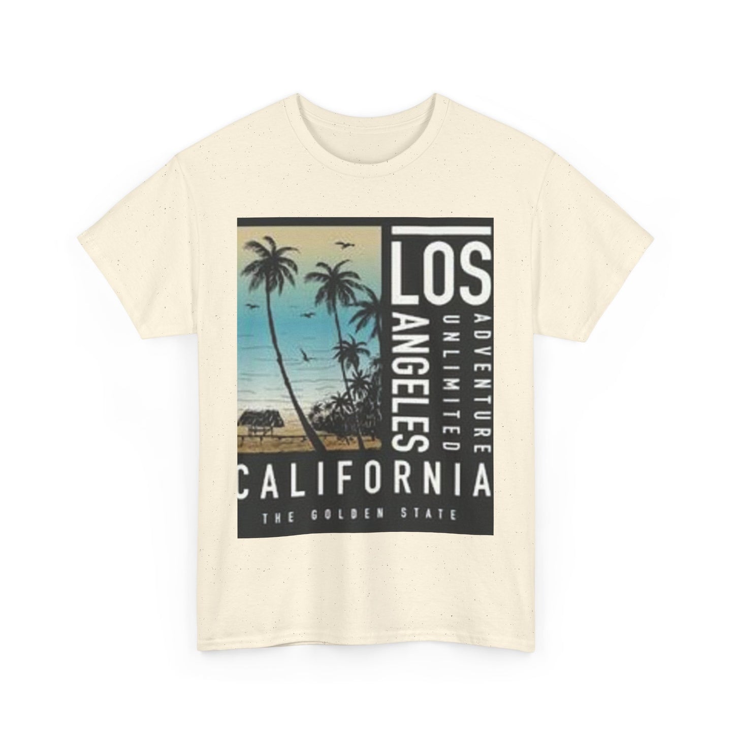 California Adventure Unisex Heavy Cotton Tee, Summer Style Shirt, Beach Vacation Top, Los Angeles Gift, Travel Apparel