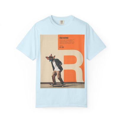 Reverie Skateboard Graphic T‑Shirt — Vintage R Letter Streetwear Tee