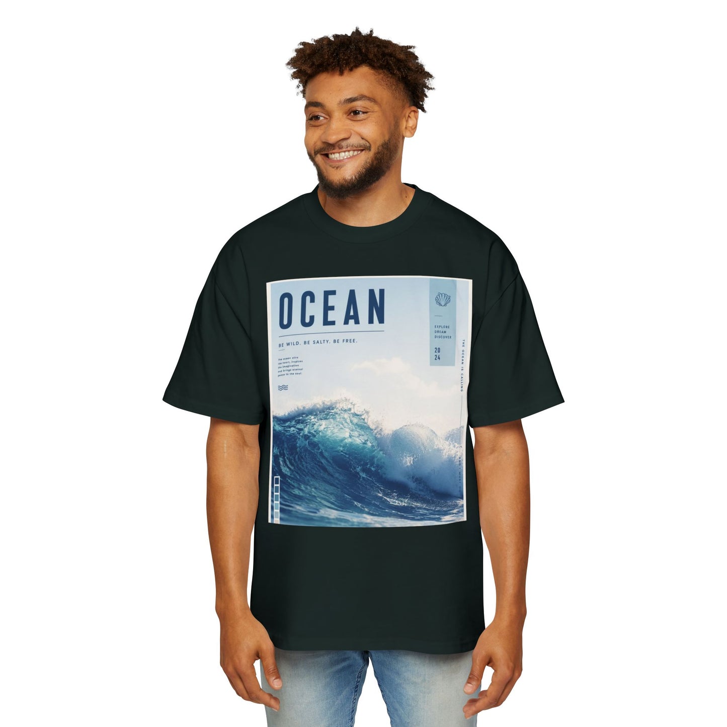 Ocean Wave Graphic Tee — "OCEAN" Coastal Photo Print T-Shirt