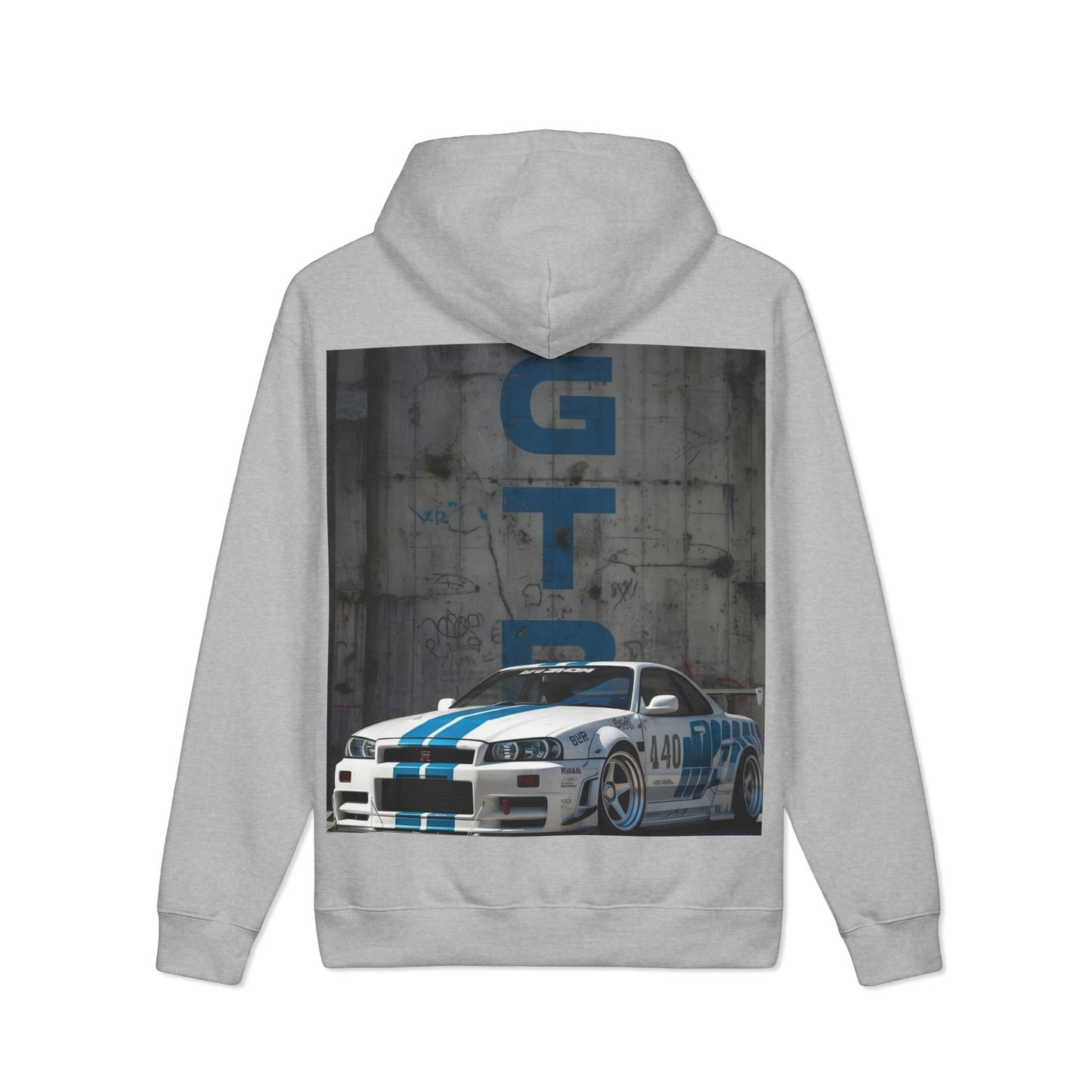 Racing GT-R Graphic Hoodie — Blue Stripe Drift Car Pullover