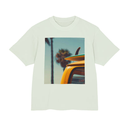 Surf Van Beach Photo Tee — Vintage Palm & Surfboard Graphic T-Shirt