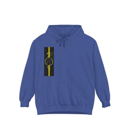 Volleyball Stripe Hoodie — Retro Yellow & Black Volleyball Design