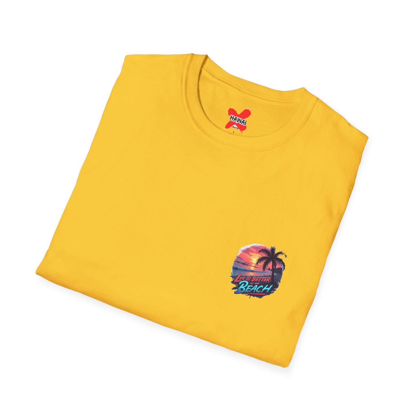 Unisex Softstyle Beach T-Shirt - "Life is Better at the Beach" Graphic Tee