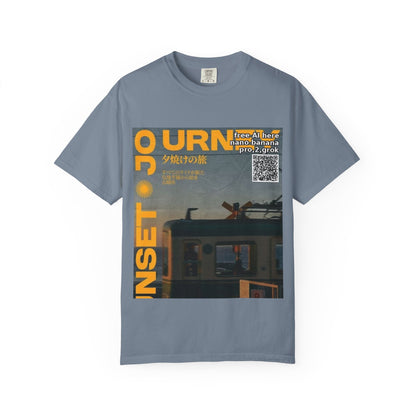 Sunset Train Graphic T-Shirt — Japanese Retro Transit Poster Tee