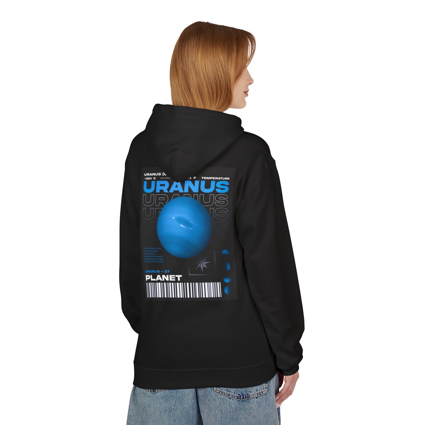 Unisex Fleece Hoodie - Retro Uranus Planet Design