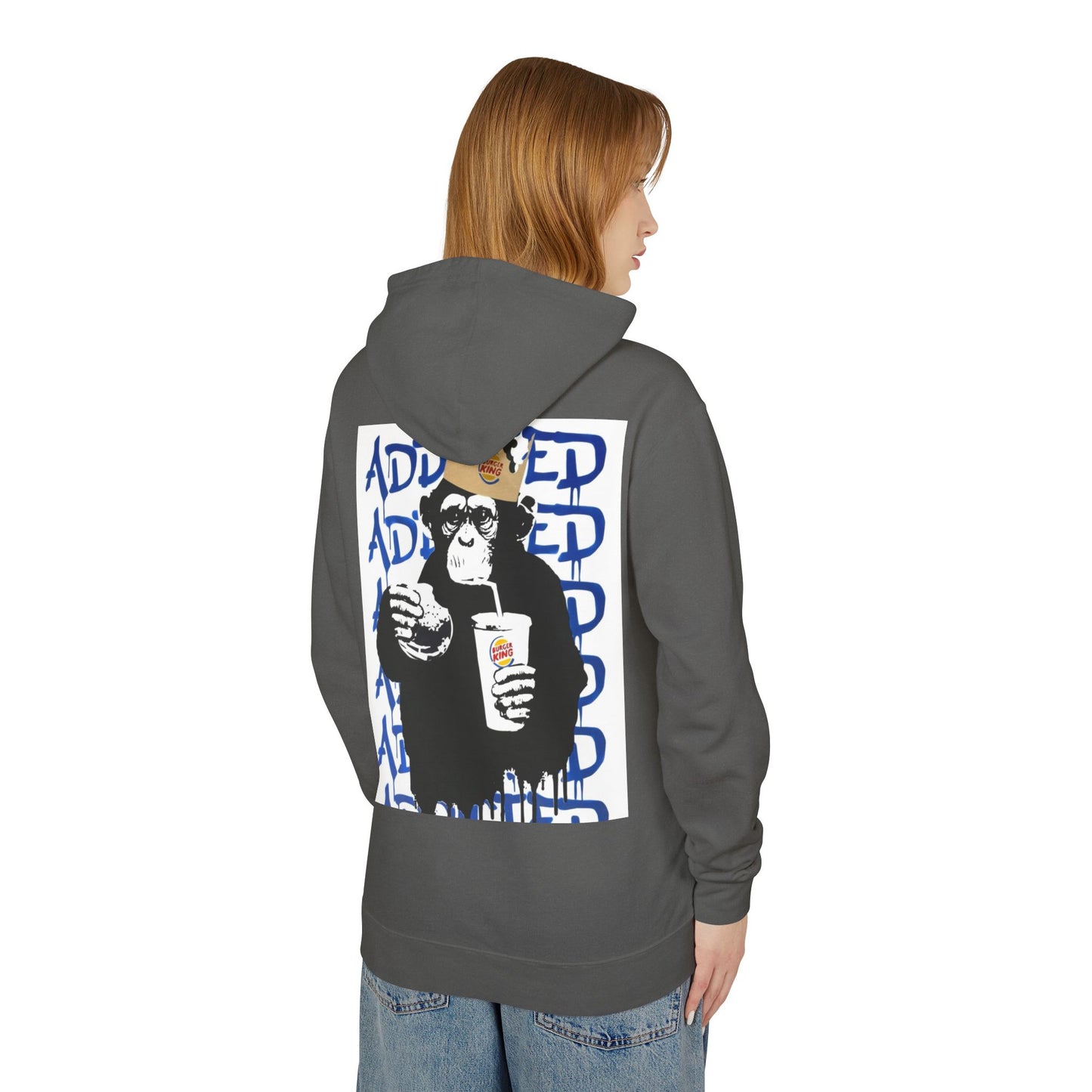 Unisex Lightweight Hooded Sweatshirt - Fun Monkey Design