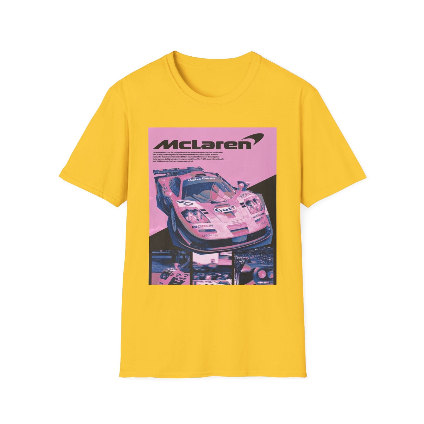 Retro McLaren Racing T-Shirt - Unisex Softstyle Tee for Car Enthusiasts