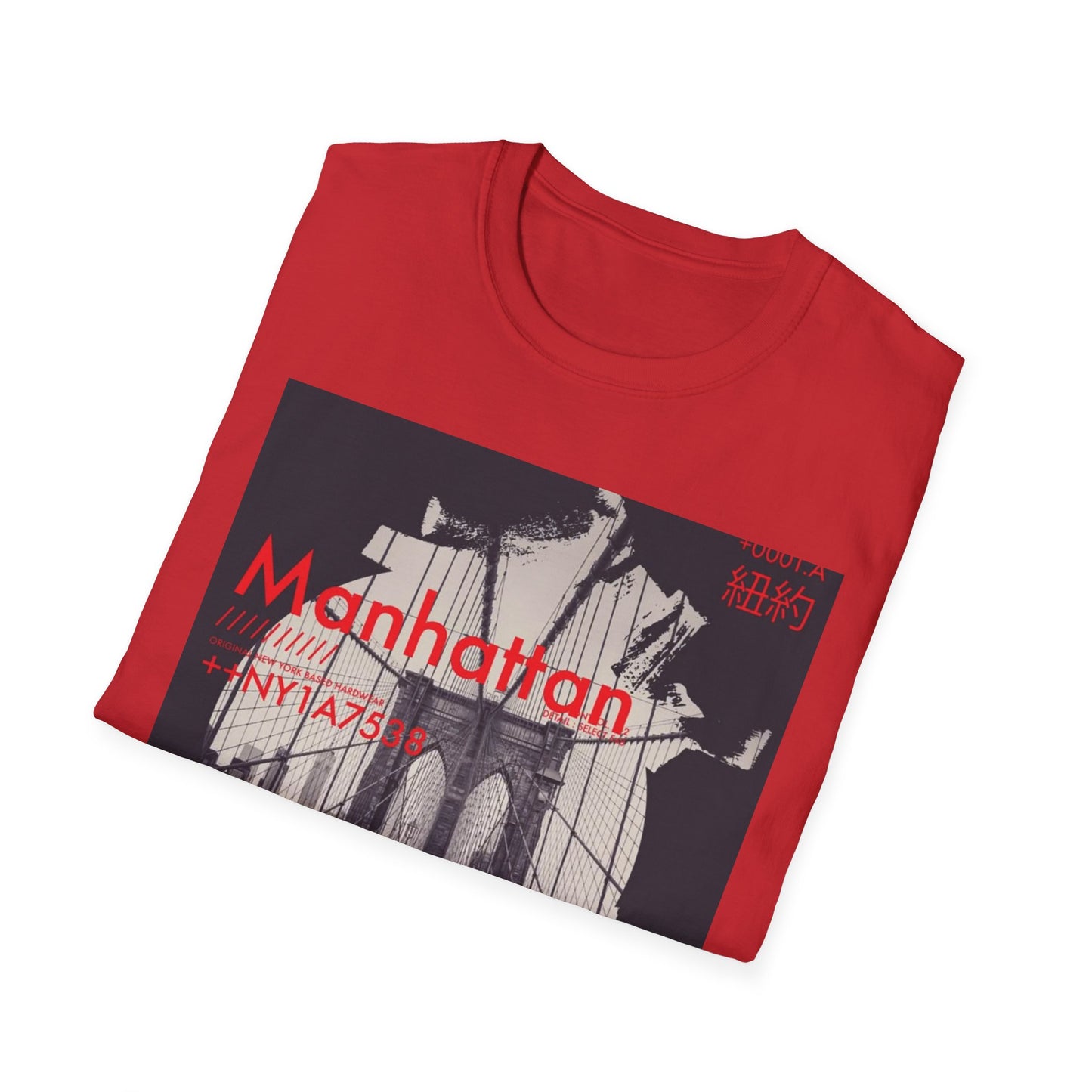 Manhattan Unisex Softstyle T-Shirt, NYC Art Tee, Graphic T-Shirt, Casual Wear, Gift for City Lovers, Travel Enthusiast