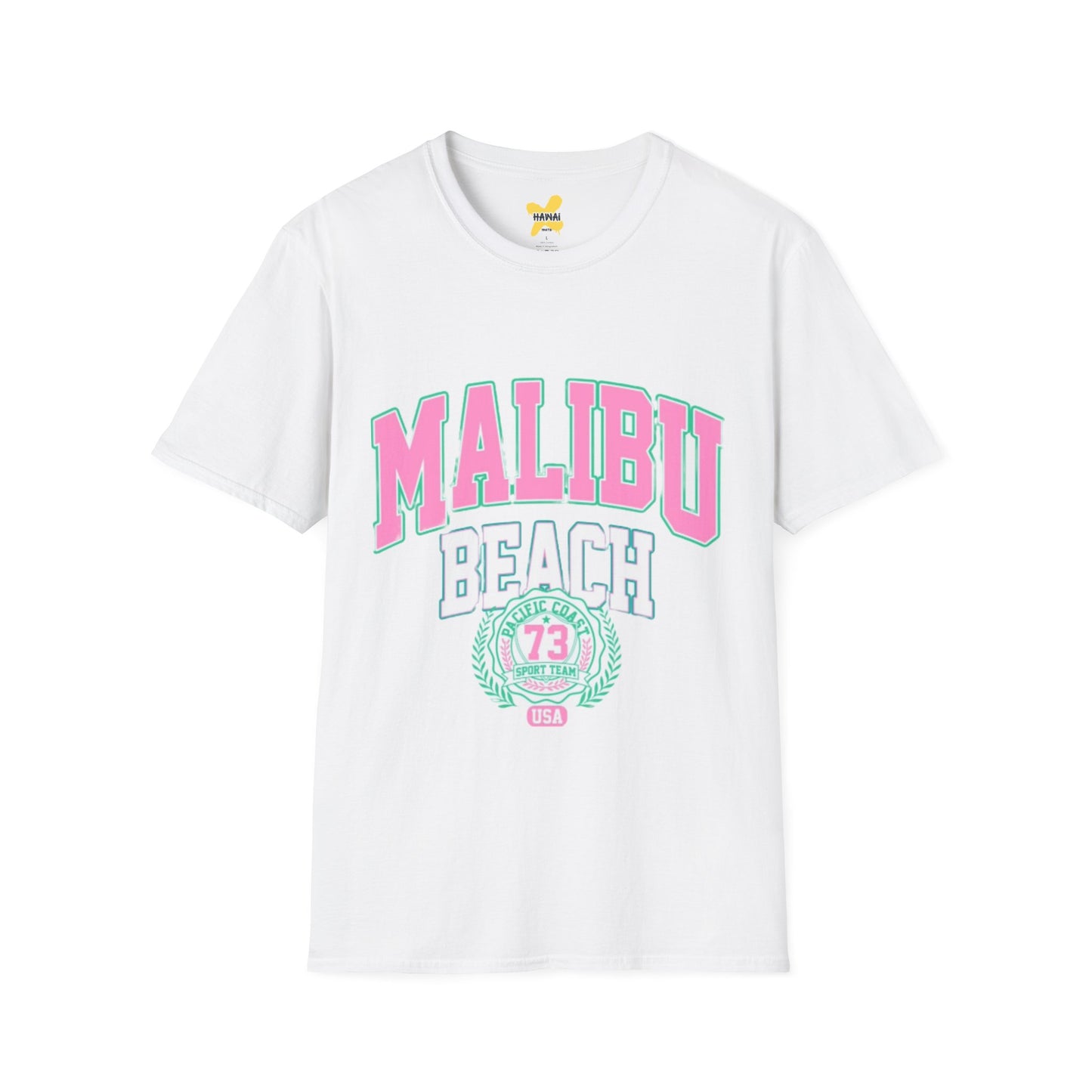 Malibu Beach Graphic T-Shirt - Unisex Softstyle Tee for Summer Vibes