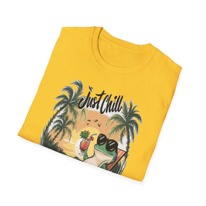 Just Chill Unisex Softstyle T-Shirt - Relaxing Frog Design for Casual Summer Vibes