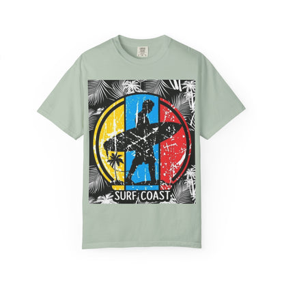 Surf Coast Unisex Garment-Dyed T-shirt - Retro Beach Vibes, Summer Essential, Surfing Gift, Casual Wear, Vacation Style